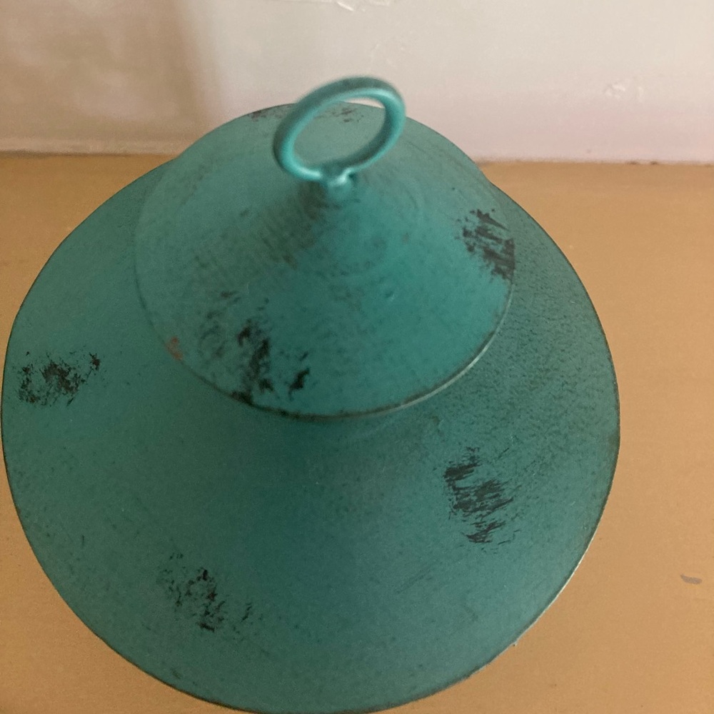 Two Decorative Teal Blue Metal Mini Tea Light Lanterns - Picture 6 of 9